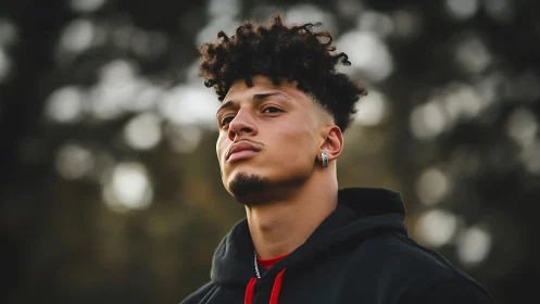 Male portrait employs shallow depth and moody outdoor lighting