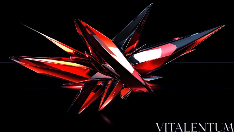 Futuristic Red and Black 3D Abstract Crystal on Black Background. Futuristic Red and Black 3D Abstract Crystal on Black Background.