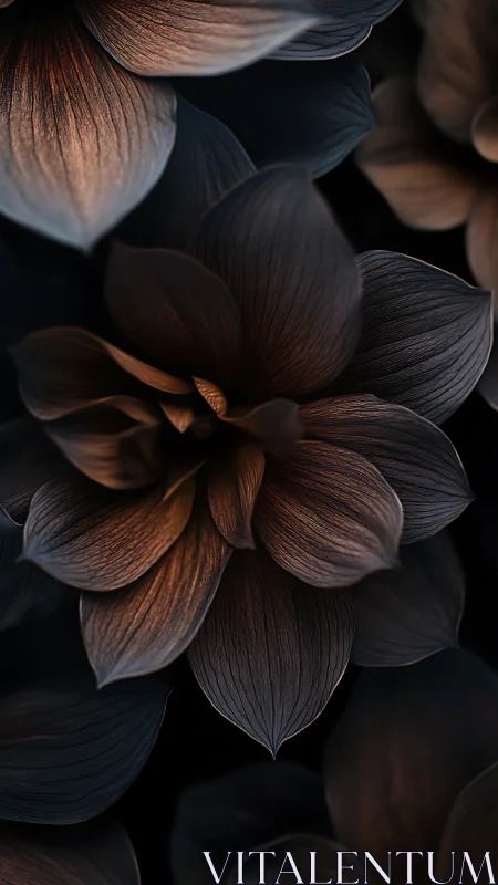 Dark lotus petals with layered structure and warm bronze highlights.