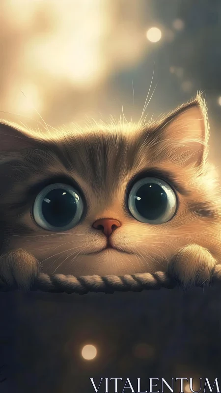 Adorable Kitten with Glowing Eyes and Golden Hour Magic.