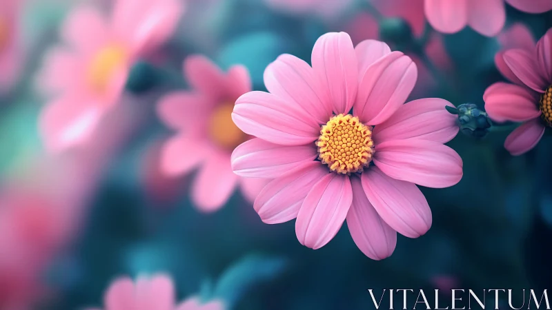 Pink petals bloom with golden grace.