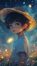 Starlit meadow wanderer in a quiet, dream-bright night.