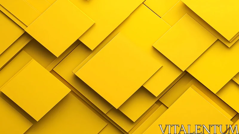 Layered yellow geometric planes form staggered low-relief structure