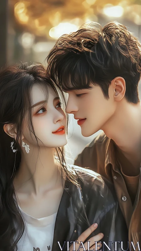 Stolen Moment: Two Hearts Drift Through Golden Light.