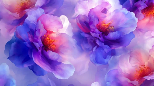 Purple Peonies Blooming in Ethereal Light.