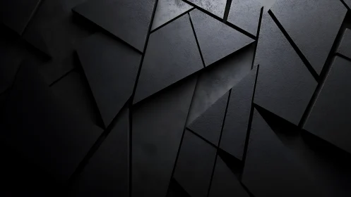 Geometric black panels overlap in moody abstract depth.