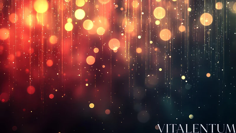 Abstract glowing bokeh lights with falling streaks, digital art.