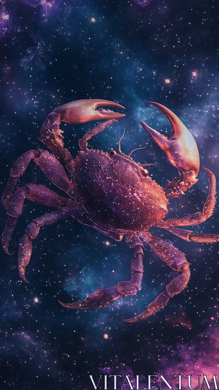 Starlit cosmic crab drifting through violet nebulae. Period.