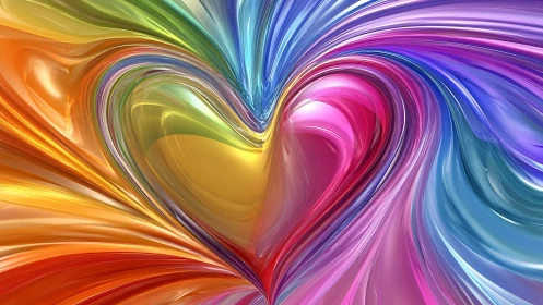 Radiant Heart: Flowing Rainbow Light in Motion
