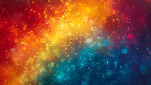 Color droplets drift like a quiet nebula across the void