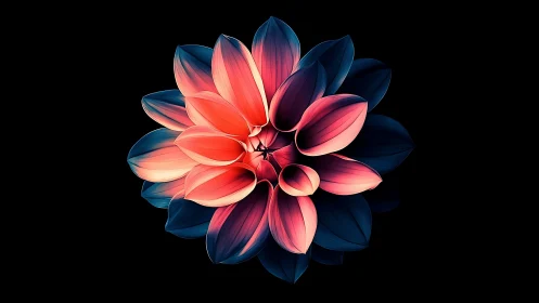 Crimson Petals Bloom in Neon Gradient Dance.