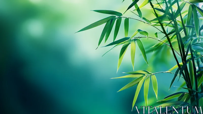Close-up Bamboo Leaves with Soft Green Abstract Background.