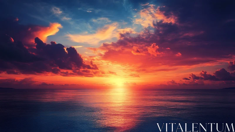 Sunset light reflects across calm ocean water surface