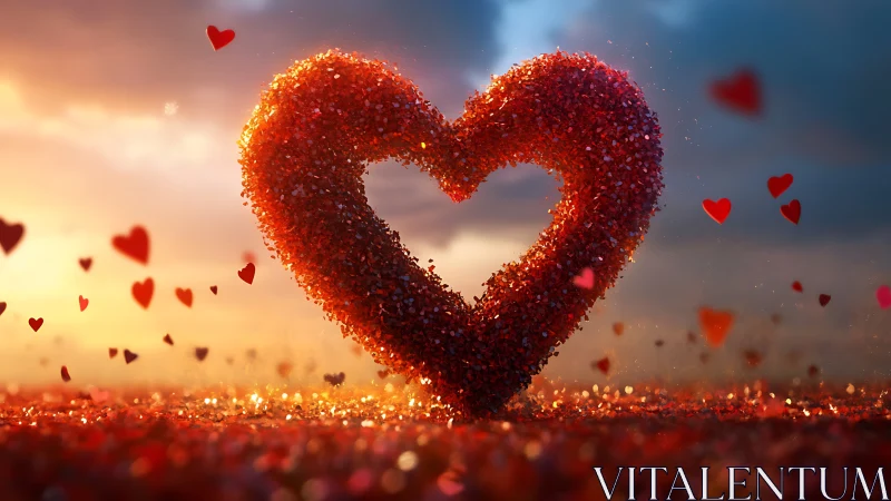 Glittering Heart Rises Through Amber Light Realm.