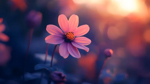 Prismatic Cosmos Flower: Rendered Bokeh Study.