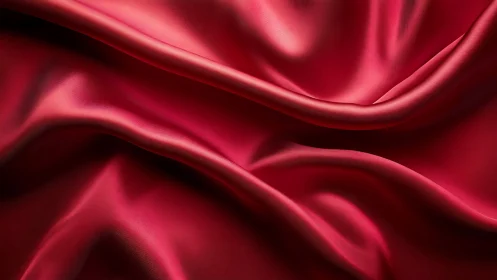 Crimson satin folds with directional highlights and soft sheen.