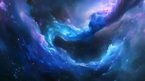 Digital nebula vortex with luminous galactic gradients in motion.