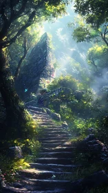 Luminous Passage Through Emerald Canyon Beckons the Wanderer Onward