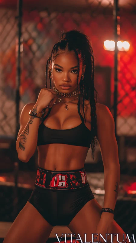 Urban Nightlife Portrait with Warm Neon Ambient.