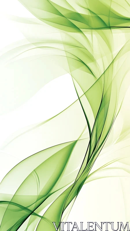 Flowing green glass ribbons in airy abstract motion.