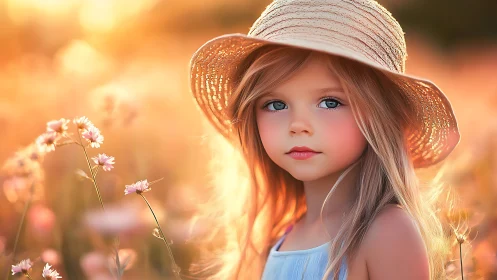 Sunlit wildflower daydream pauses in a soft golden hush