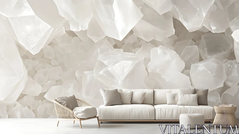 Neutral living room interior aligns with crystal wall graphic