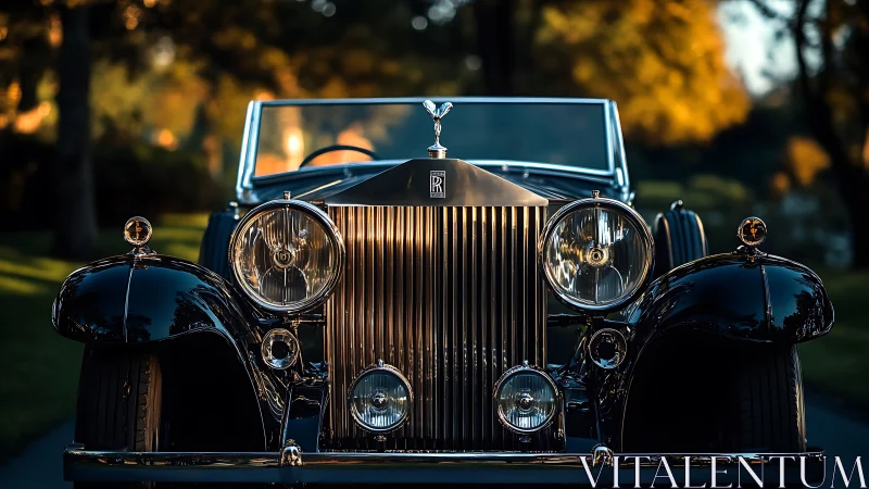 Front view of classic Rolls-Royce convertible in daylight.