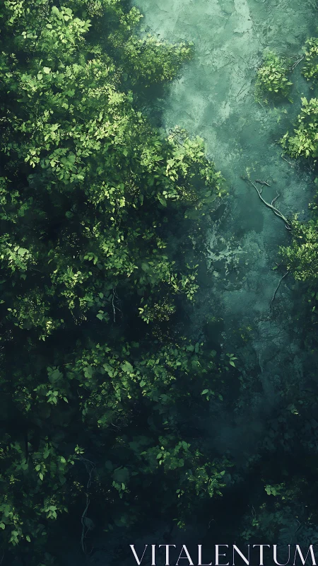 Verdant Cathedral: Canopy Whispers Above Emerald Waters.