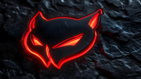 Futuristic black fox head logo with glowing red neon outline.