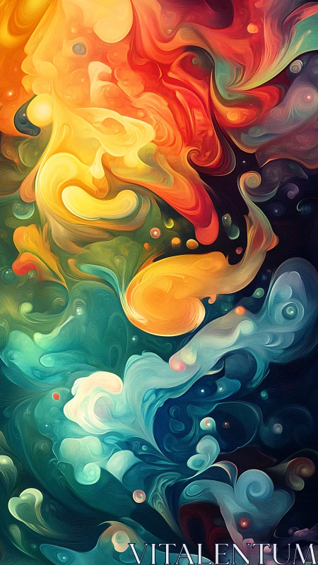 Vibrant swirling abstract color clouds in fluid motion.