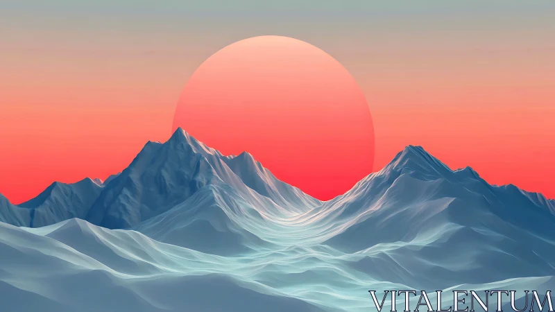 Glacial ridge topology under oversized chromatic horizon sun.