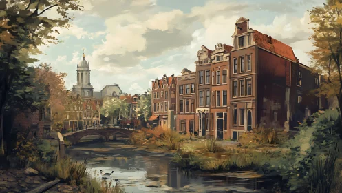 Canal-city daydream where brick facades meet soft river light.