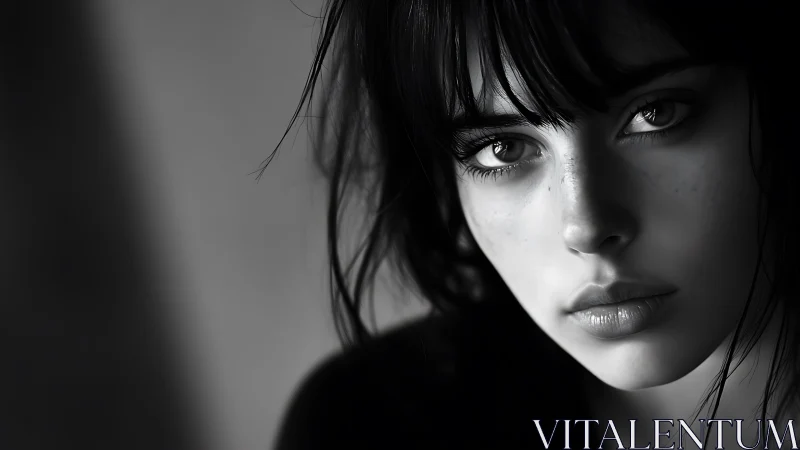 High-contrast monochrome portrait isolates emotive gaze