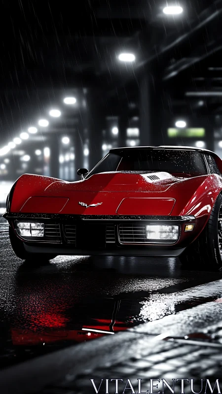 Scarlet night-streak classic prowls the rainlit underpass.