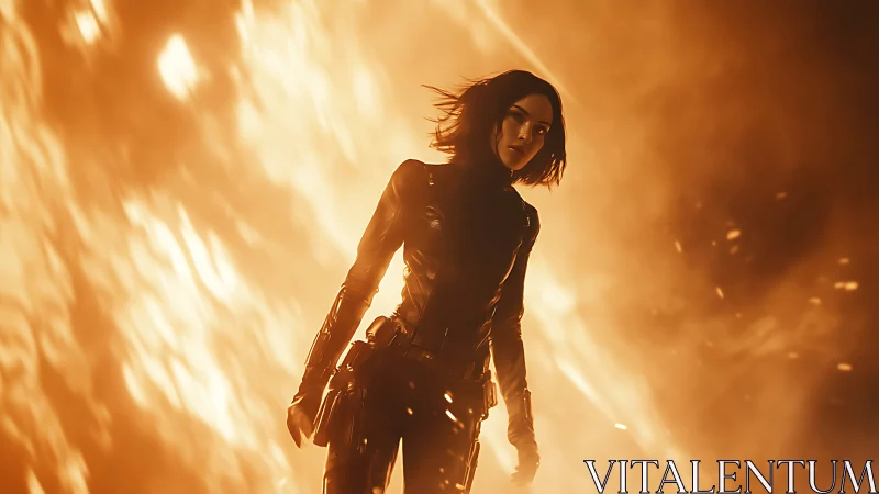 Warrior Emerges Through Inferno with Resolute Determination