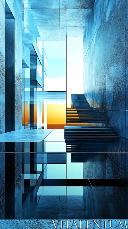 Modern Corridor with Yellow Passage: Architectural Abstraction.