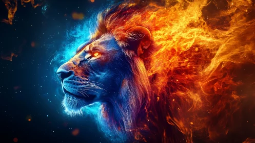 Bifurcated thermal-spectrum lion head in flame-plasma profile.