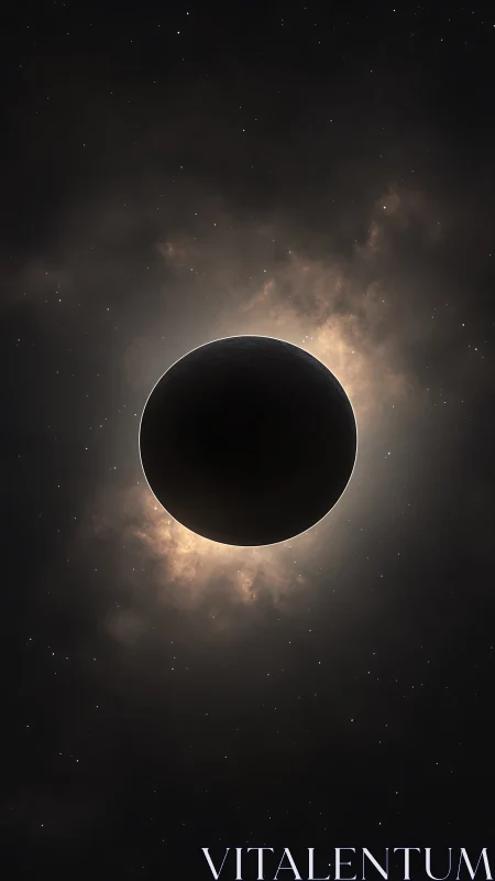 Backlit exoplanet silhouette with circumstellar corona glow.