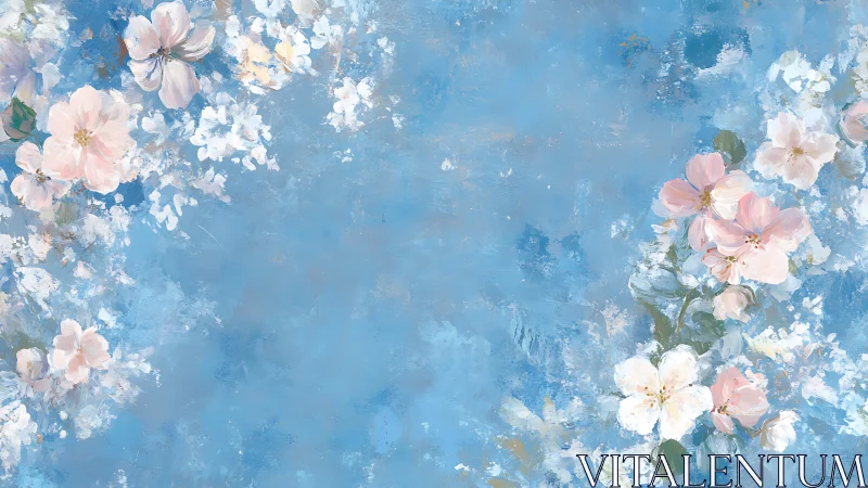 Contemporary Floral Abstraction: Romantic Composition in Blue.