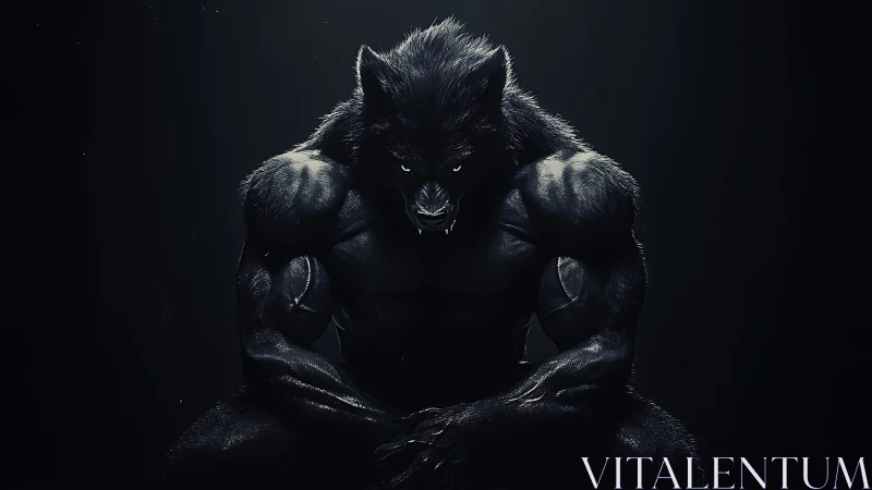 Brooding werewolf warrior in dramatic low key lighting.