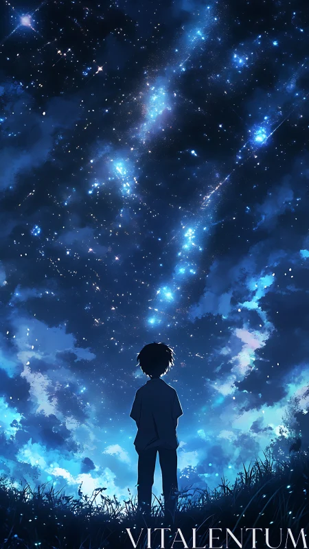 Stargazing silhouette quietly drinks in a river of light