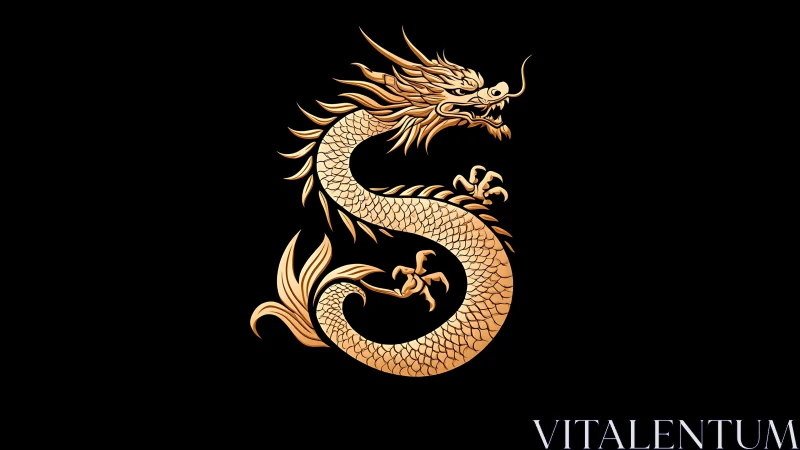 Golden serpentine dragon monogram in stylized digital vector form.