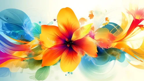 Radiant Floral Composition with Dynamic Color Gradients and Luminous Petals.
