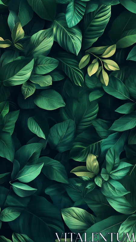 Lush green leaves creating a soothing jungle daydream.