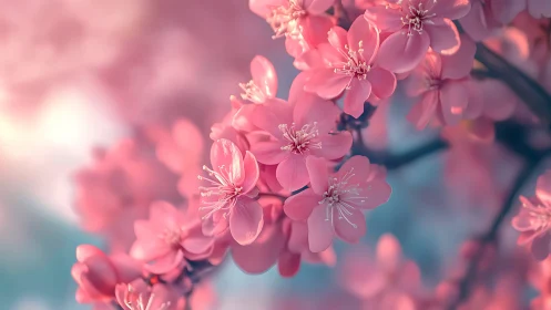 Pink Blossoms in Shallow Focus Composition.