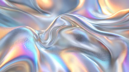 Iridescent metallic fabric folds with soft pastel highlights.