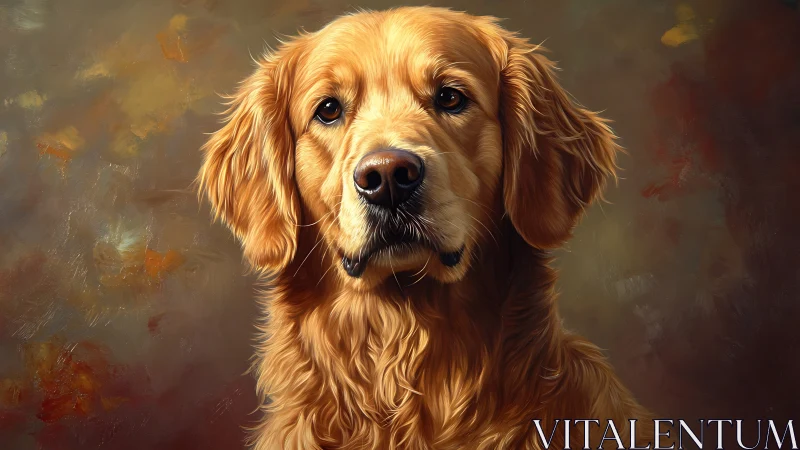 Golden retriever muse painted in warm luminous brushstrokes.
