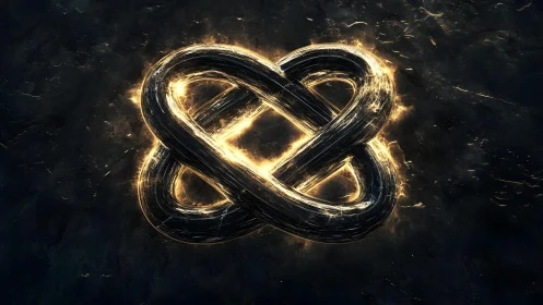 Glowing Infinity Loop Symbol on Dark Abstract Background.