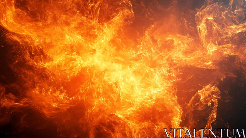 Intense Fiery Explosion Abstract Art with Vivid Orange Flames.