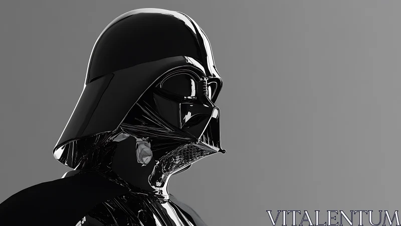 Gleaming sci fi helmet portrait in sleek silver tones.